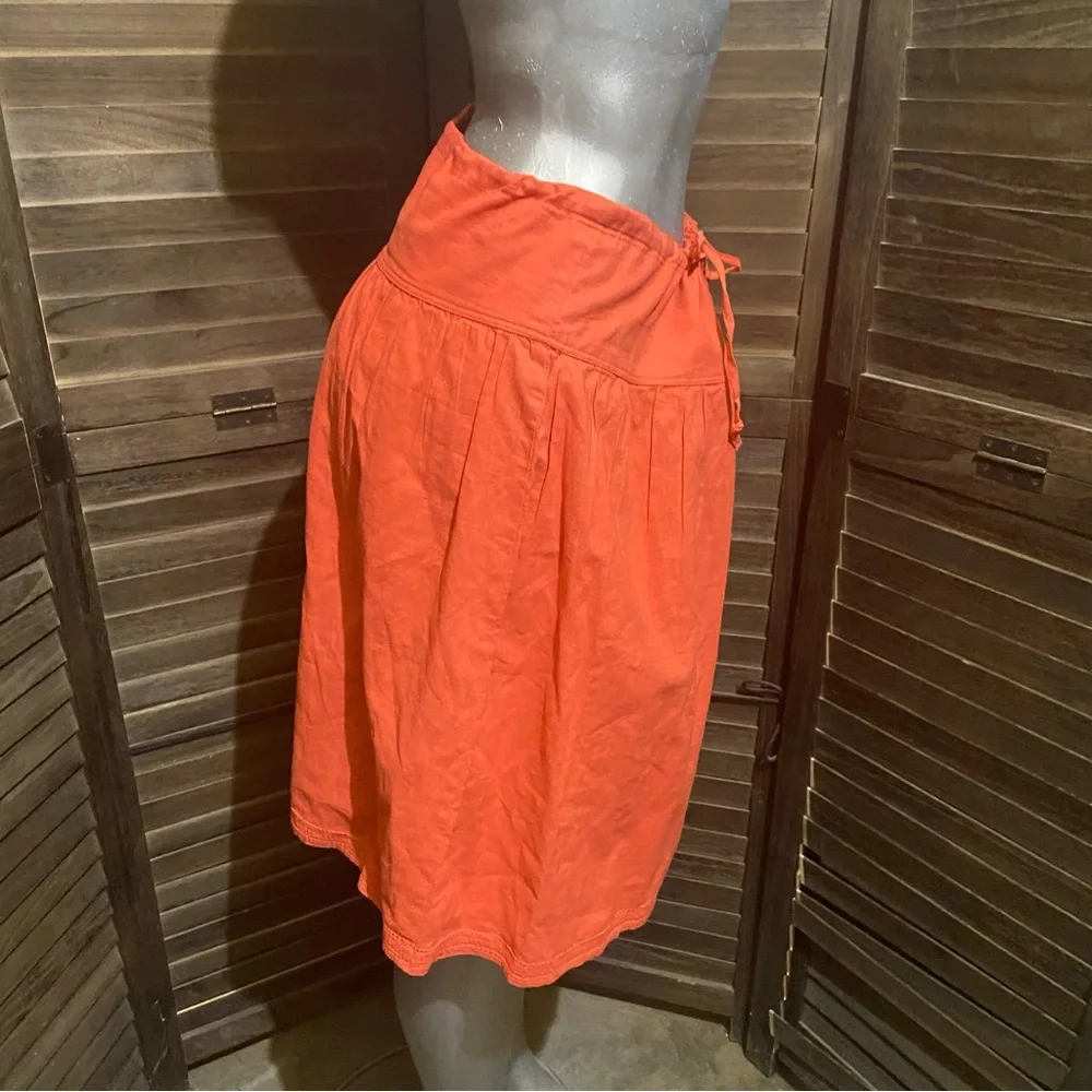 Banana Republic Linen/Cotton Midi Skirt Size Small Boho Coastal Modest Orange